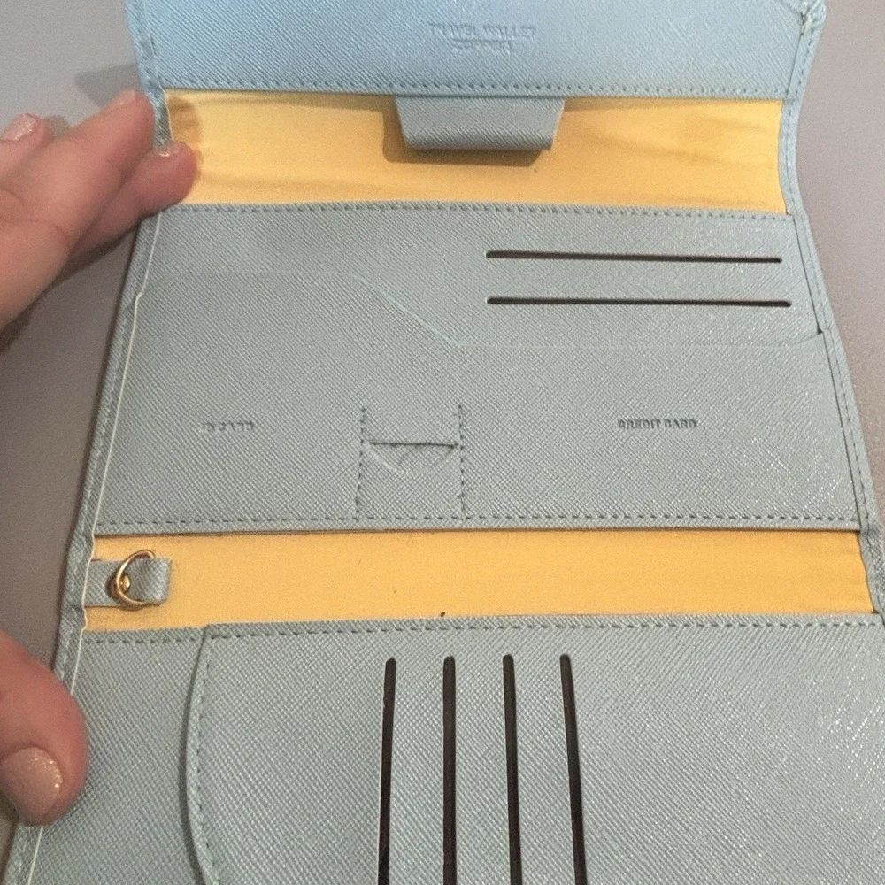 Zoppen Pastel Blue Trifold Travel Wallet RFID Organizer ID Card Holder Snap